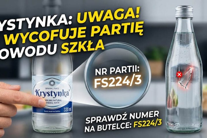 Szkło w wodzie mineralnej Krystynka. GIS wycofuje partię FS224/3 – jak sprawdzić butelkę i co zrobić?