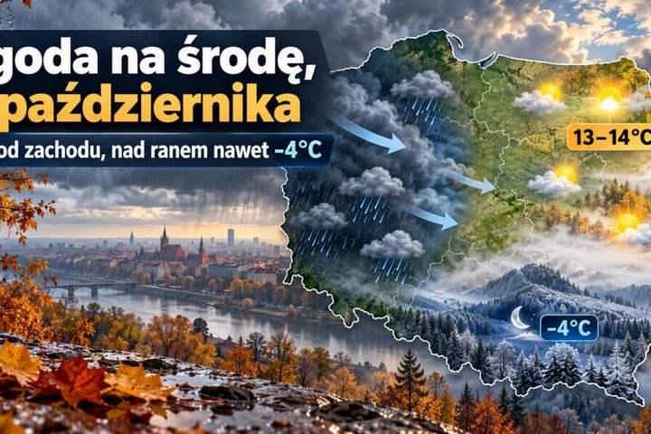 Pogoda na środę, 28 października 2026: gdzie spadnie deszcz, gdzie będzie najcieplej i którym regionom grożą przymrozki do -4°C?