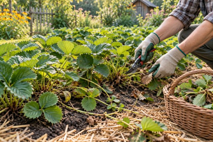 Pielęgnacja truskawek po zbiorach – usuwanie starych liści